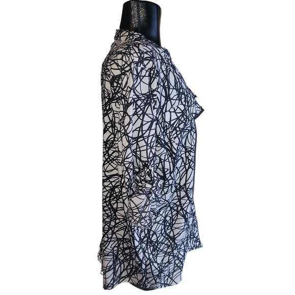 Calvin Klein White and Black Abstract Shirt 1X - Picture 4 of 7